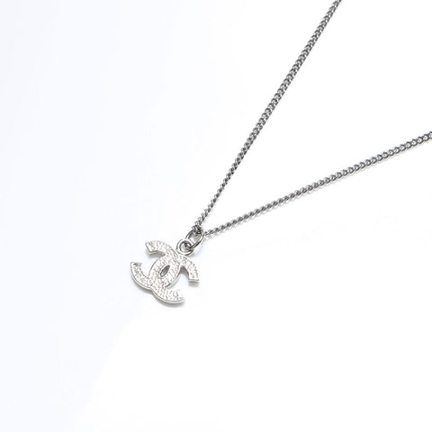 CHANEL COCO Mark Rhinestone 09V Necklace Silver WS9899