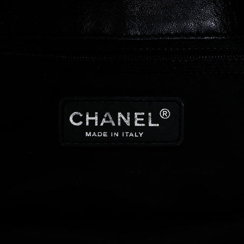 シャネル CHANEL 14番台 ウール スパンコール 30cm ニット フラップ チェーン ショルダーバッグ ブラック WS9908