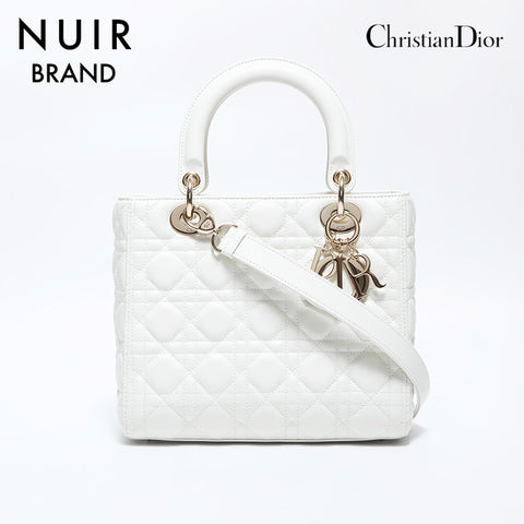 クリスチャンディオール Christian Dior レディディオール レザー 2way スモール フラップ ハンドバッグ ホワイト WS9913