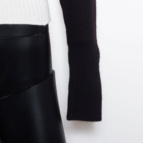 Chanel Coco Mark Ribbon Cashmere Bicolor 95 Knit White Black WS9918