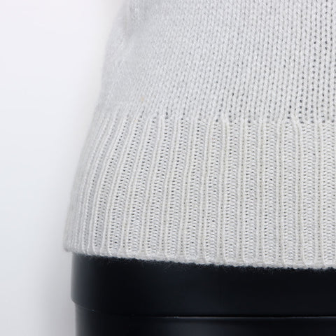 Chanel Coco Mark Ribbon Cashmere Bicolor 95 Knit White Black WS9918