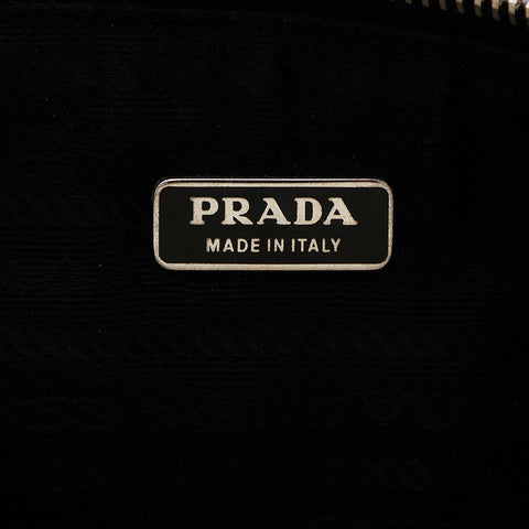 プラダ PRADA フラワープリントホーボーバッグ Re-Nylon 三角ロゴタグ ナイロン ハンドバッグ ブラック WS9934