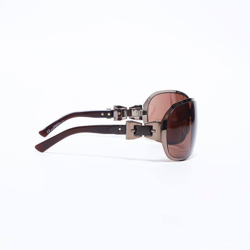 Gucci Butterfly Frame Belted Etched Logo Rounded Sunglasses BUCKLE GG Brown Gucci Butterfly Frame Belted Etched Logo Rounded Sunglasses  main image 4