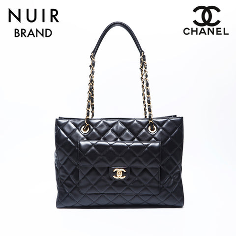 シャネル CHANEL 23AW ターンロック マトラッセ チェーン ショルダーバッグ ブラック WS9941