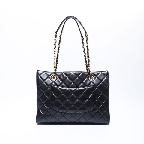 シャネル CHANEL 23AW ターンロック マトラッセ チェーン ショルダーバッグ ブラック WS9941