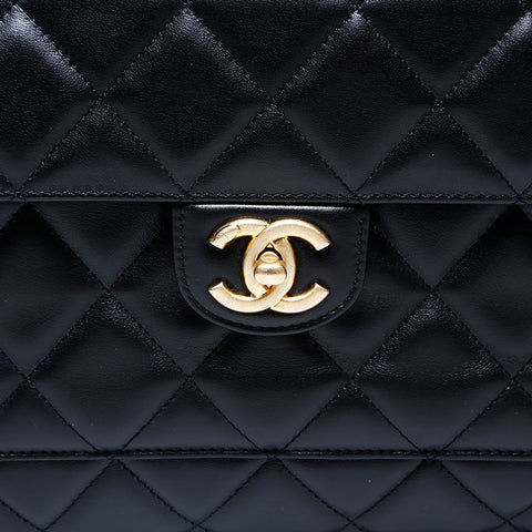 シャネル CHANEL 23AW ターンロック マトラッセ チェーン ショルダーバッグ ブラック WS9941