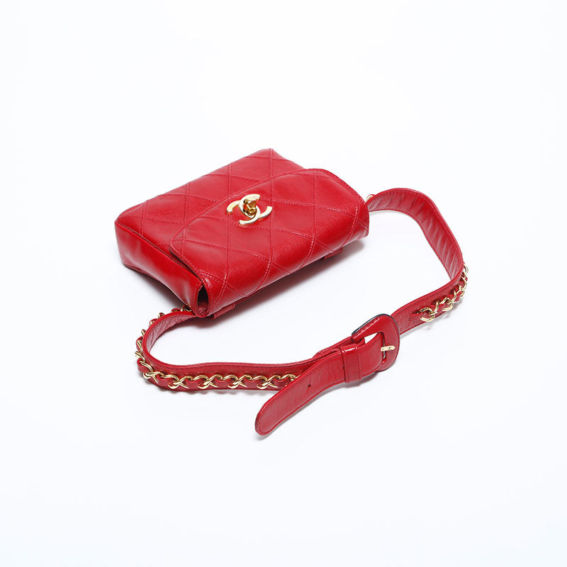 シャネル CHANEL ベルト ポシェット ラムスキン チェーン ウエスト