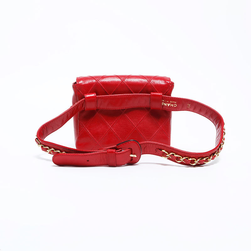 シャネル CHANEL ベルト ポシェット ラムスキン チェーン ウエスト