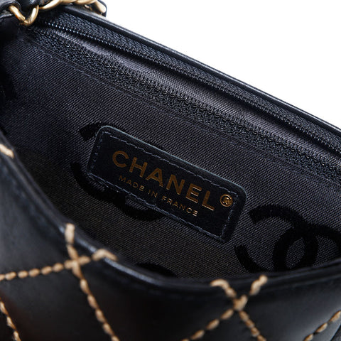 シャネル CHANEL 8番台 ワイルド ステッチ ミニマトラッセ 15cm ショルダーバッグ ブラック WS9948