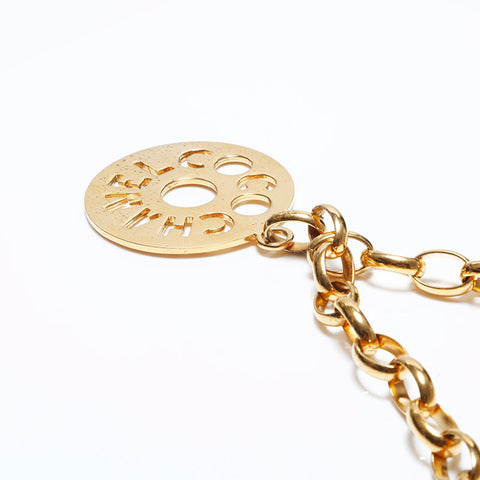 Chanel CHANEL Medallion Jumbo Cutout Logo Necklace Gold WS9957