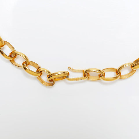 Chanel CHANEL Medallion Jumbo Cutout Logo Necklace Gold WS9957