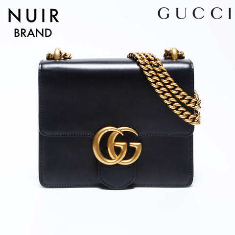Gucci GG Mammut -Ketten -Leder -Umhängetasche Schwarz WS9961