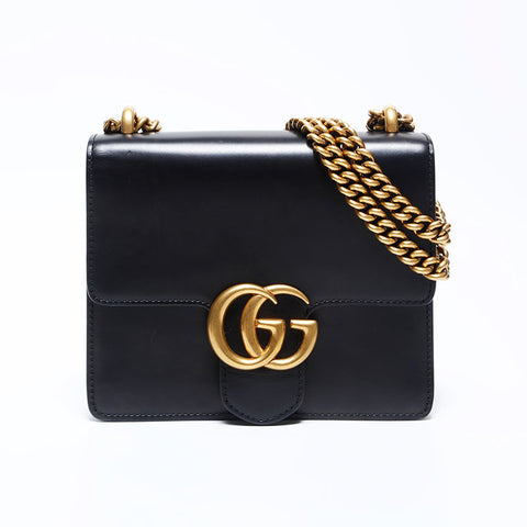 Gucci GG mammut连锁皮革肩带黑色WS9961