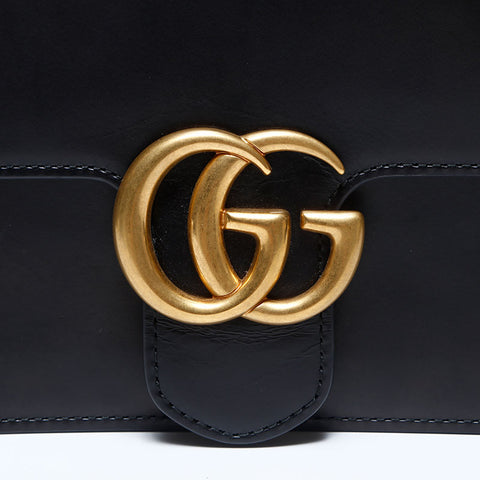 Gucci GG mammut连锁皮革肩带黑色WS9961