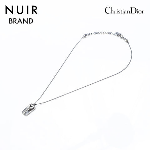 クリスチャンディオール Christian Dior ロゴプレート ハート ネックレス シルバー WS9966