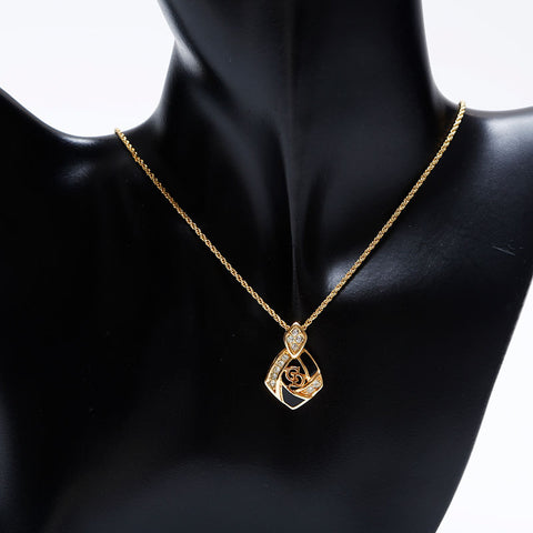 Christian Dior Rhinestone CD logo Necklace gold WS9967