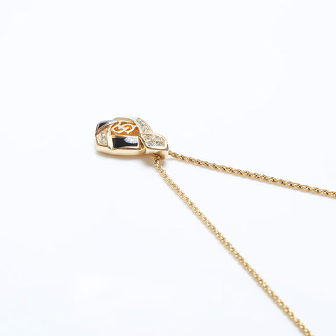 Christian Dior Rhinestone CD logo Necklace gold WS9967