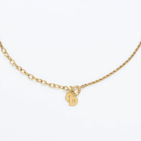 Christian Dior Rhinestone CD logo Necklace gold WS9967