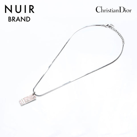 クリスチャンディオール Christian Dior トロッター プレート ネックレス シルバー ピンク WS9969