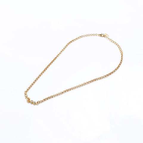 Christian Dior Vintage rhinestone CD logo Necklace gold WS9970