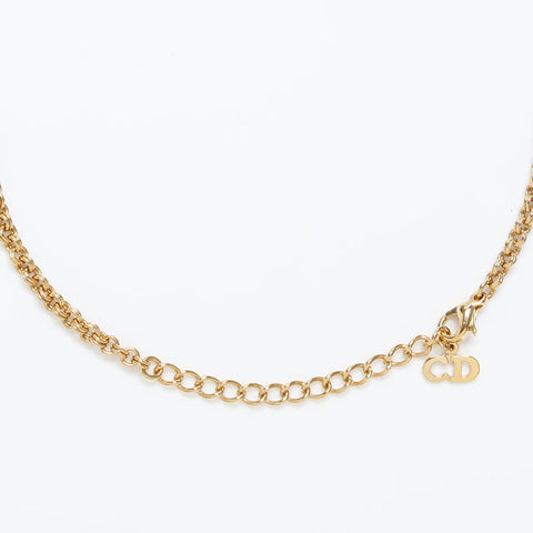 Christian Dior Vintage rhinestone CD logo Necklace gold WS9970