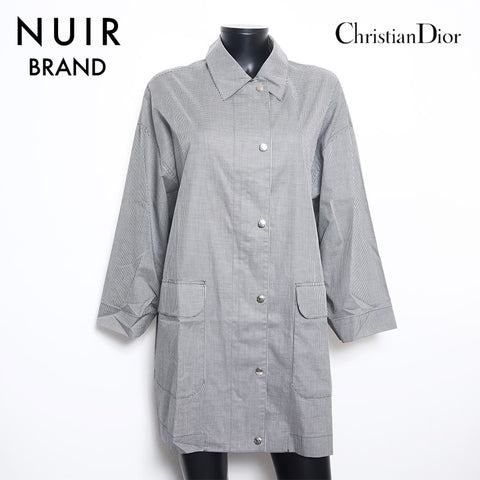 クリスチャンディオール Christian Dior スポーツ チェック コットン Size:M ロング コート ブラック ホワイト WS9980