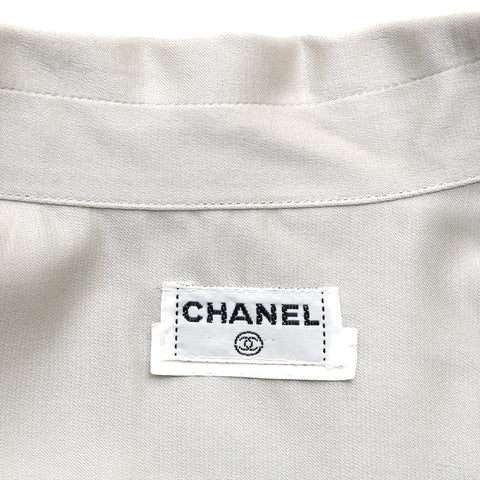 シャネル CHANEL シルク  サテン シャツ ブラウス グレー eit0865