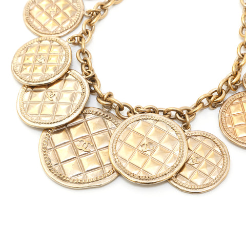Chanel Chanel Médaille 9-ROW CONORME VINTAGE Collier Matelasse GOLD EIT1033