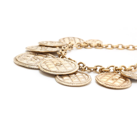 Chanel Chanel Médaille 9-ROW CONORME VINTAGE Collier Matelasse GOLD EIT1033