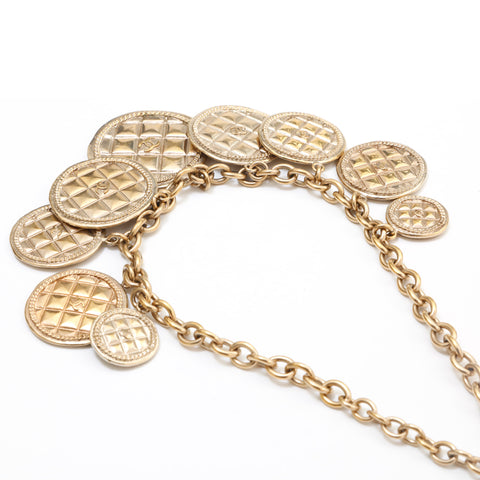 Chanel Chanel Médaille 9-ROW CONORME VINTAGE Collier Matelasse GOLD EIT1033