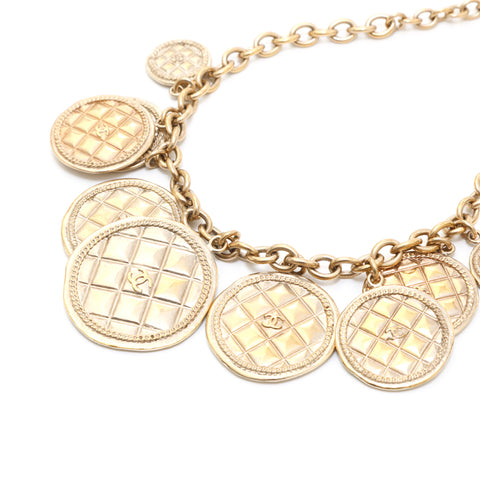 Chanel Chanel Médaille 9-ROW CONORME VINTAGE Collier Matelasse GOLD EIT1033