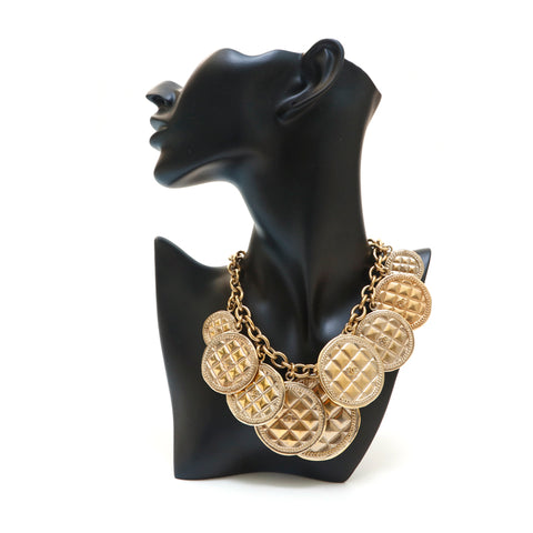 Chanel Chanel Médaille 9-ROW CONORME VINTAGE Collier Matelasse GOLD EIT1033