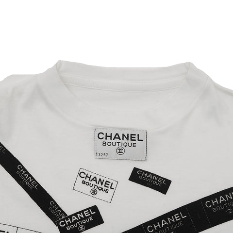 シャネル CHANEL ロゴテープ プリント 半袖Ｔシャツ ホワイト eit1090