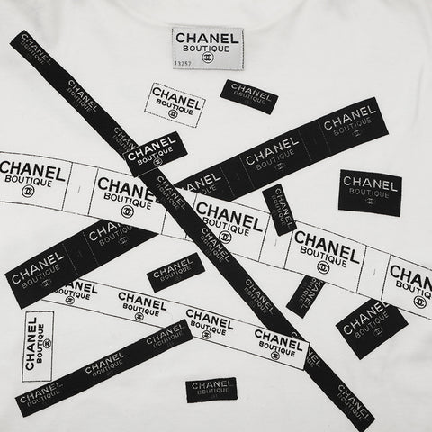 シャネル CHANEL ロゴテープ プリント 半袖Ｔシャツ ホワイト eit1090