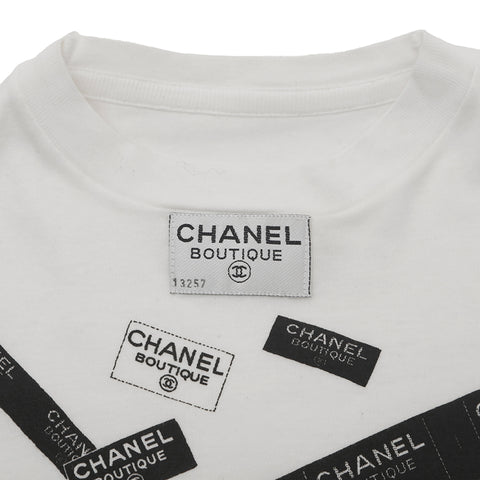 シャネル CHANEL ロゴテープ プリント 半袖Ｔシャツ ホワイト eit1090