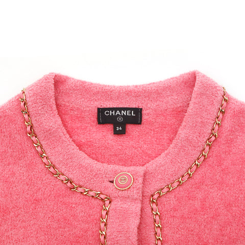 シャネル CHANEL ココマーク　ボタン チェーン ブルゾン パイル  ノーカラージャケット ピンク eit1091