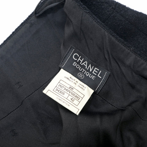 シャネル CHANEL ココボタン ツイード ジャケット スカート スーツ 97P セットアップ ブラック eit1096