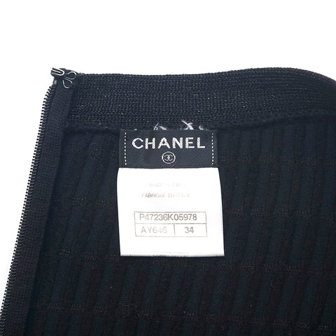Chanel Chanel Glitter Flare Mini Länge Strickrock Schwarz EIT1111