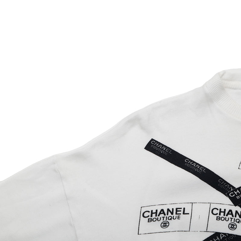 Chanel CHANEL logo tape print long sleeve T-shirt white