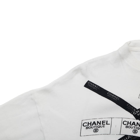 シャネル CHANEL ロゴテープ プリント 長袖Ｔシャツ ホワイト eit1113