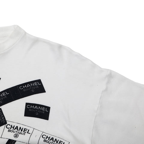 シャネル CHANEL ロゴテープ プリント 長袖Ｔシャツ ホワイト eit1113