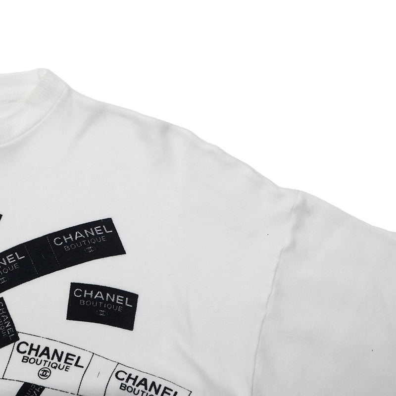 Chanel CHANEL logo tape print long sleeve T-shirt white
