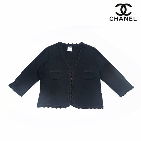 Chanel Coco Button Knit 06A Cardigan Black eit1127