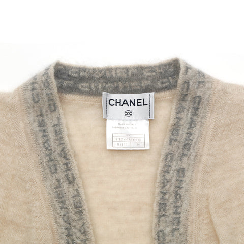 Chanel Cashmere Strick Camisole Cardigan 99c Vintage Ensemble Beige EIT1128