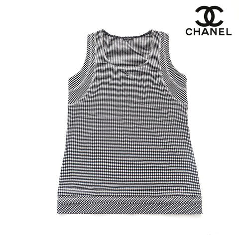 Chanel Chanel检查无袖顶部可可马克·马克(Coco Mark)顶部黑色EIT1142