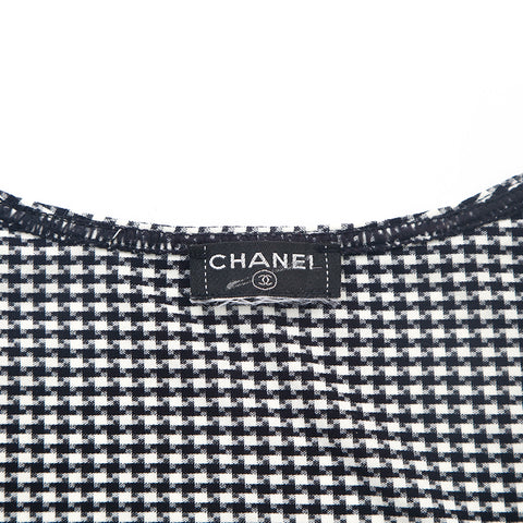 シャネル CHANEL チェック ノースリーブ トップス ココマーク タンクトップ ブラック eit1142