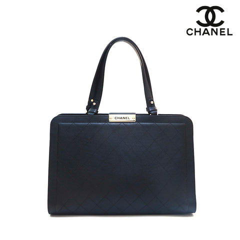 シャネル CHANEL ビコローレ ショルダー ステッチ 24番台 キャビアスキン トートバッグ ブラック eit1163