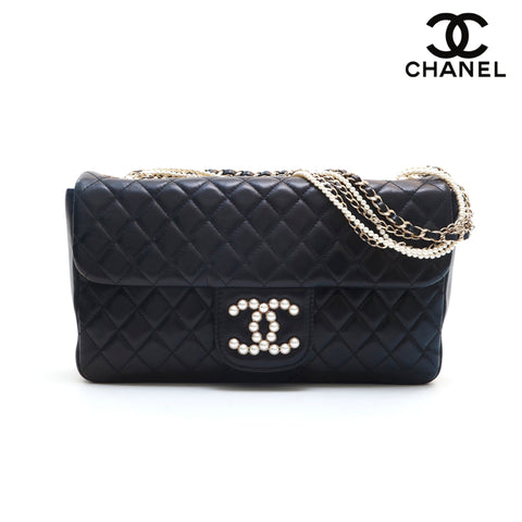 シャネル CHANEL マトラッセ ウエストミンスター ココマーク パール チェーン 17番台 ショルダーバッグ ブラック eit1259