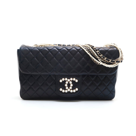 シャネル CHANEL マトラッセ ウエストミンスター ココマーク パール チェーン 17番台 ショルダーバッグ ブラック eit1259