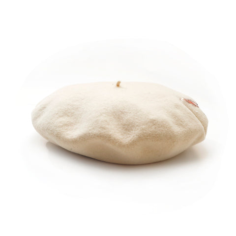Chanel Coco Mark Vintage Beret Wool White eit1293